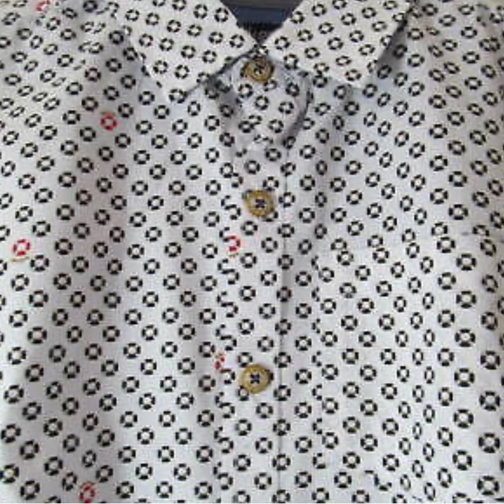 Boy's BAKER by TED BAKER NAUTICAL PRINT WHITE LONG SLEEVE BUTTON DOWN SHIRT